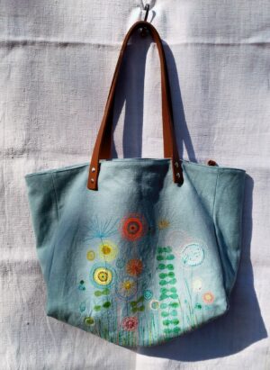 borsa fiori azzurra